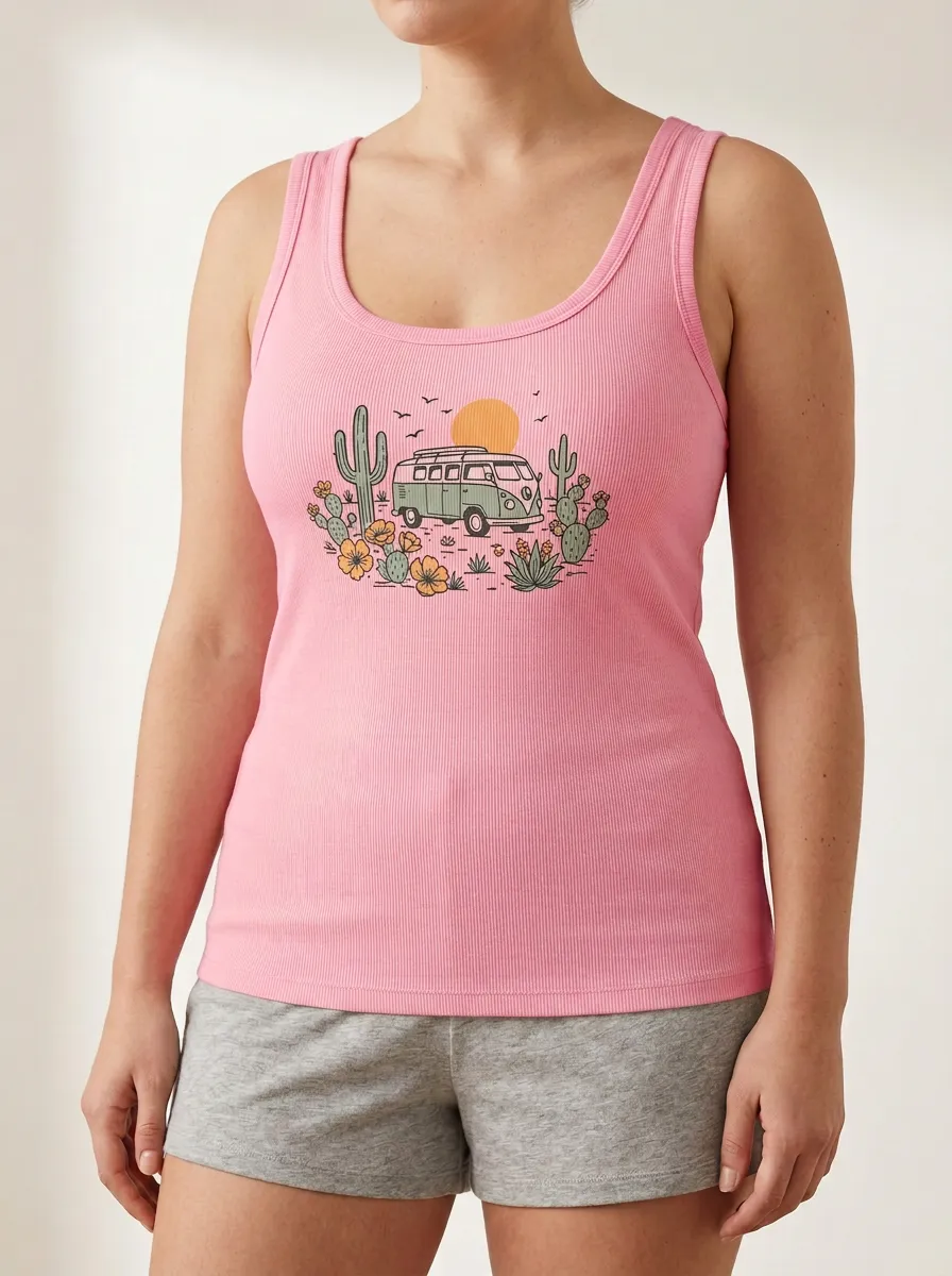 Boho Built-In Bra Tank Top