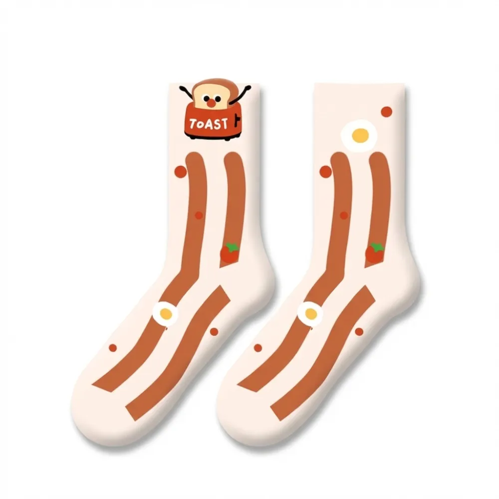 Toaster Popping Bacon Crew Socks