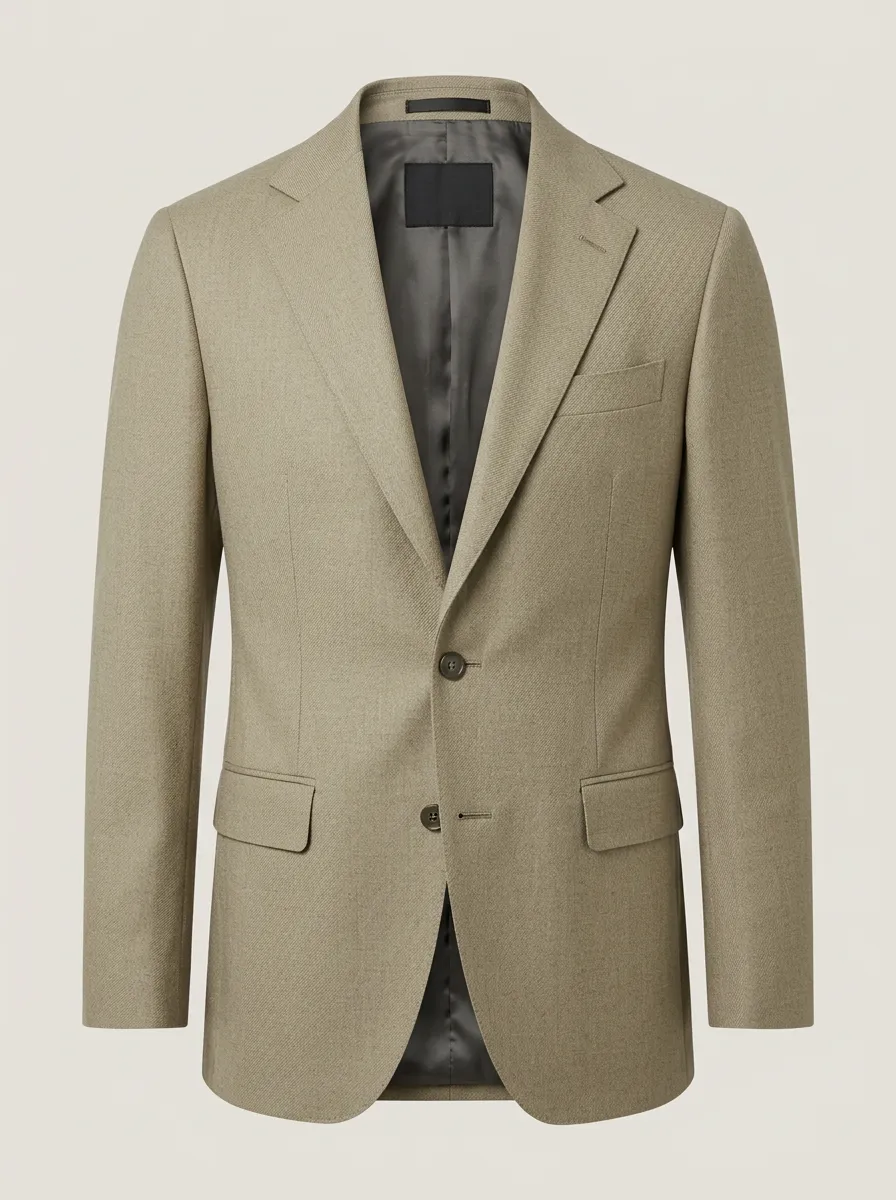 Men's Business Casual Khaki Solid Color Printed Blazer