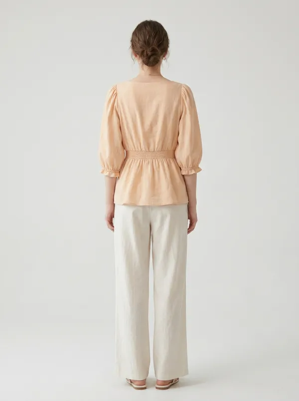 Smocked Women's Puff-Sleeve Blouse