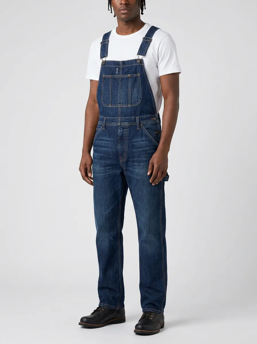Men's Casual Vintage Style Dark Wash Denim Overalls