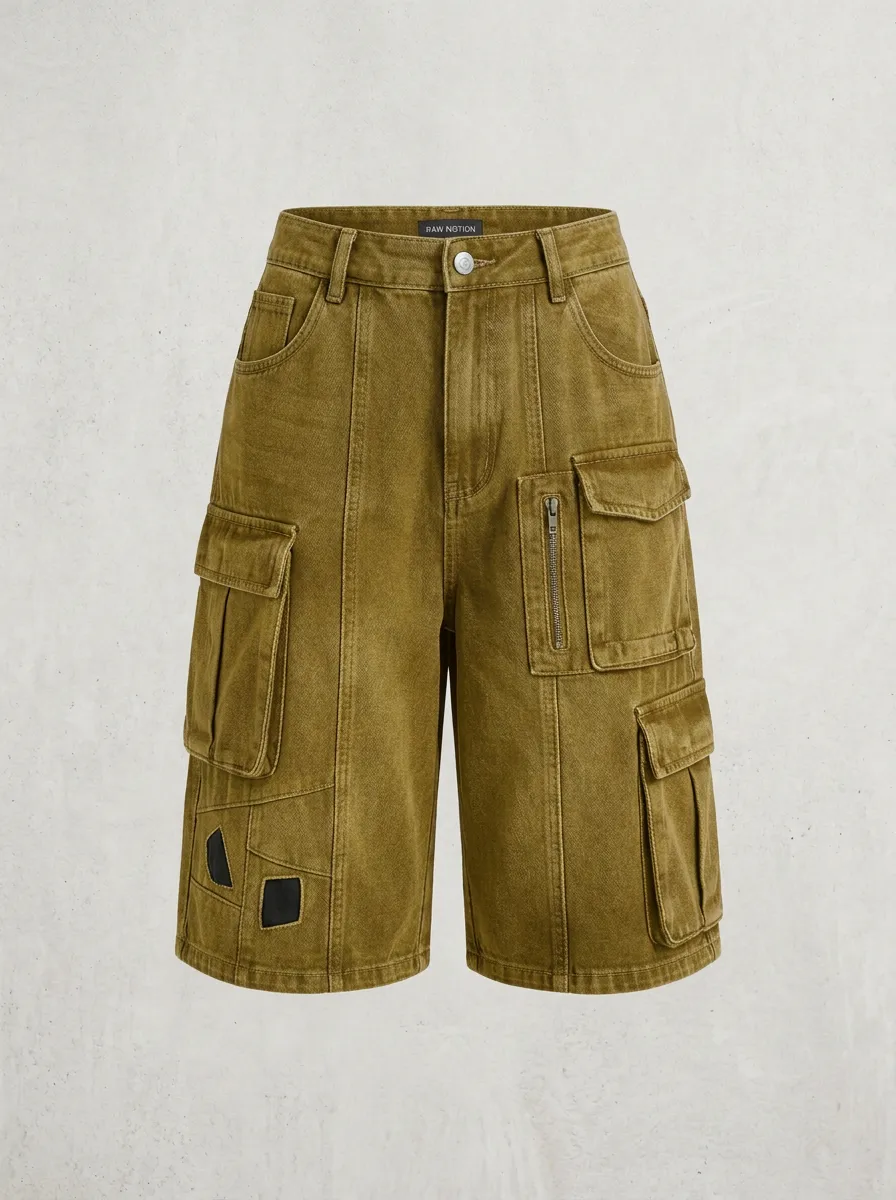 Travel Cargo Denim Washed Men's Cargo Shorts
