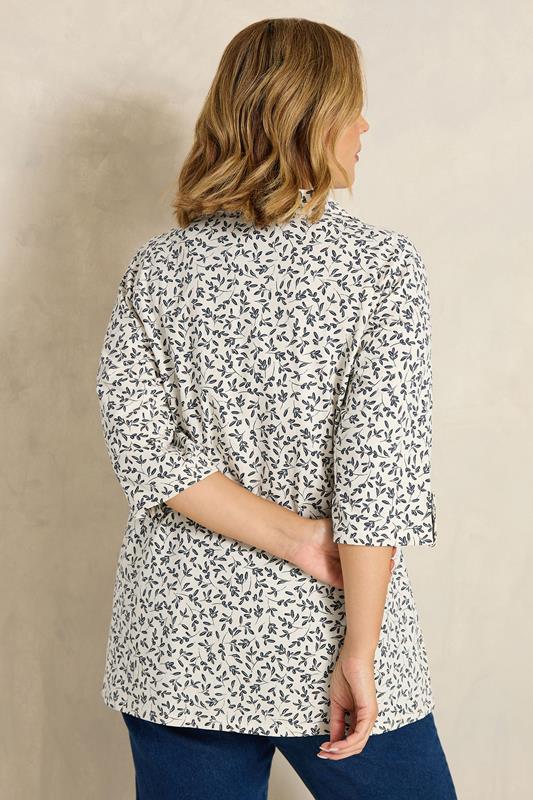 Cream Print Cotton Henley Top detail 1