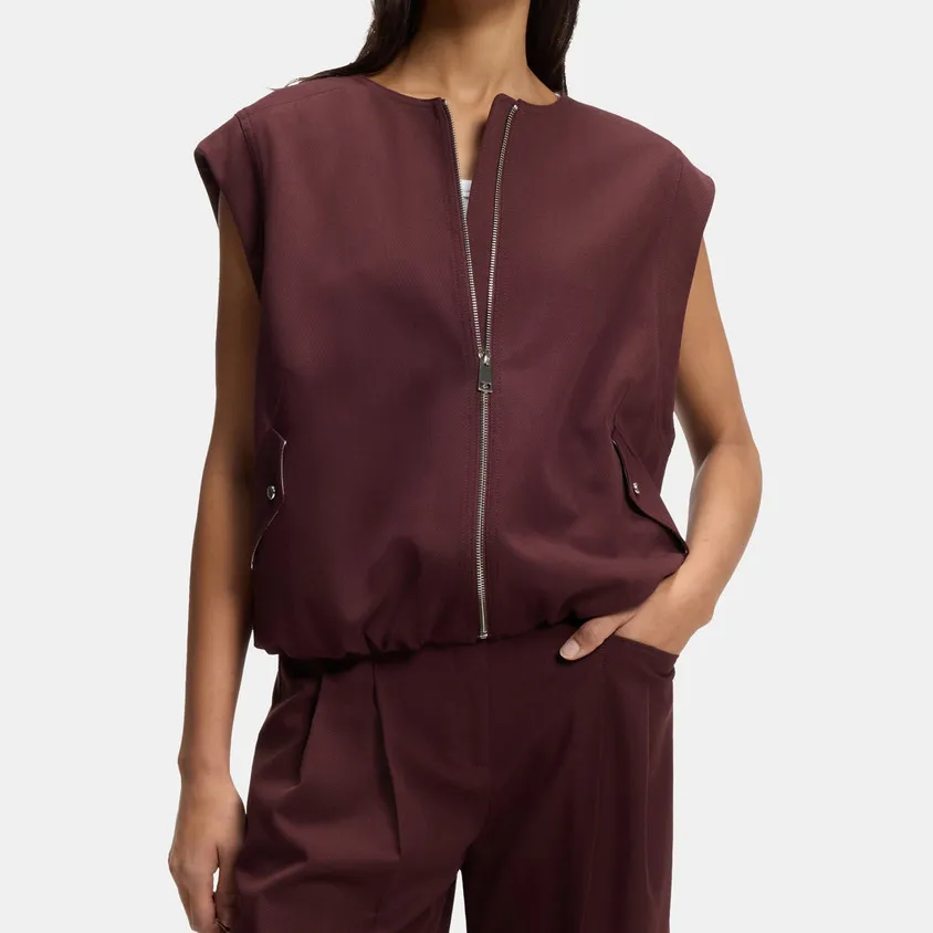 Twill Relaxed Zip-Front Women's Tailored Vest