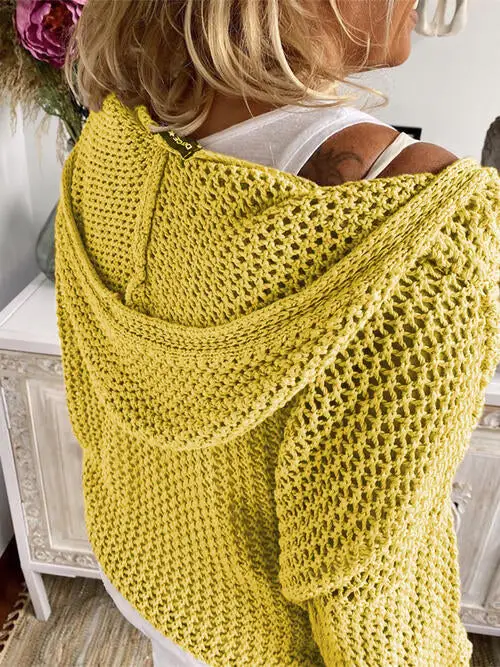 Hooded Openwork Sweater