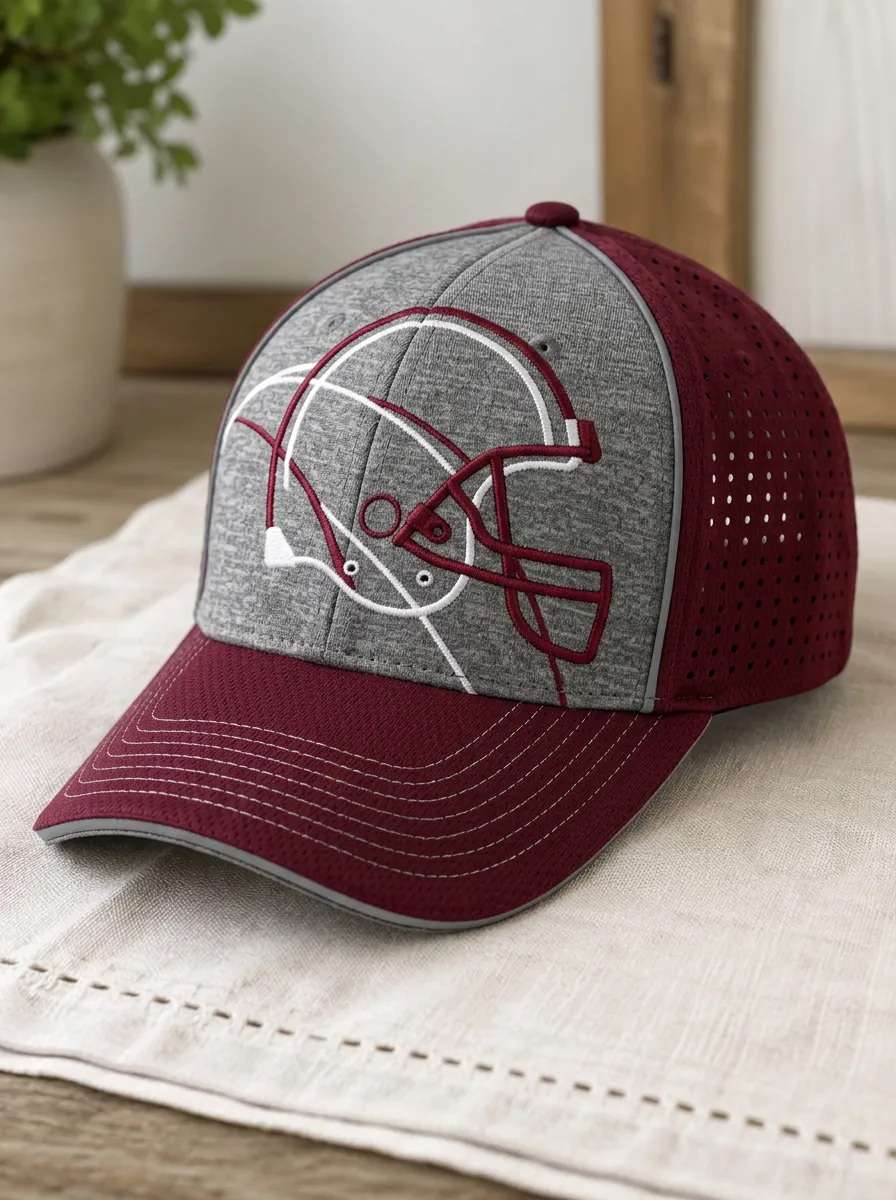 Men's Football Fan Maroon Helmet Printed Cap