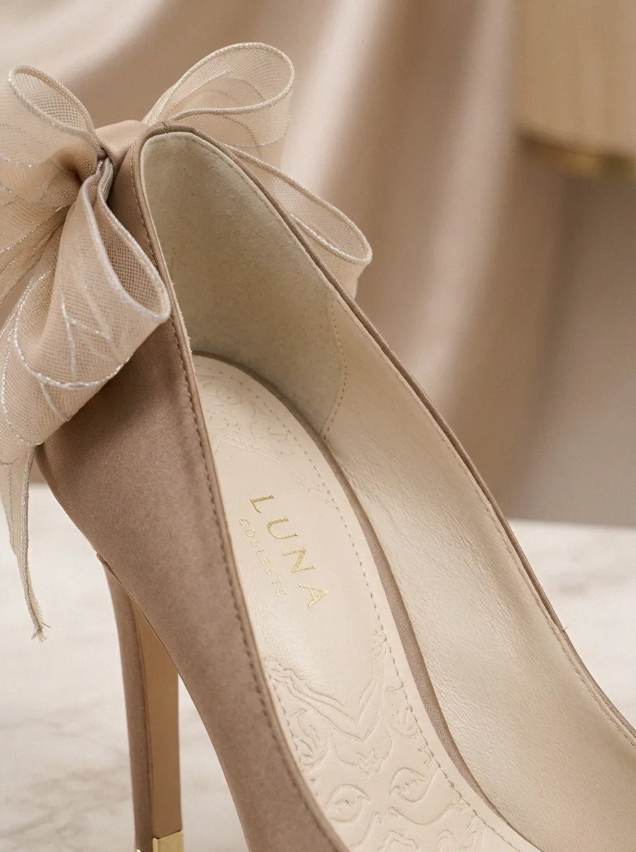 Mesh Pointed-Toe Metallic-Look Women's Formal High Heels