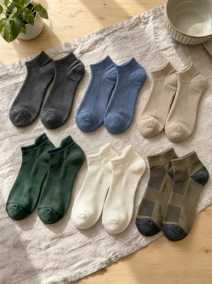 Men's Essential Daily Mesh Breathable Ankle Socks Set