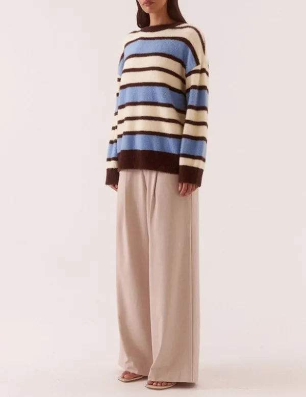 Blue Stripe Crew Knit Sweater