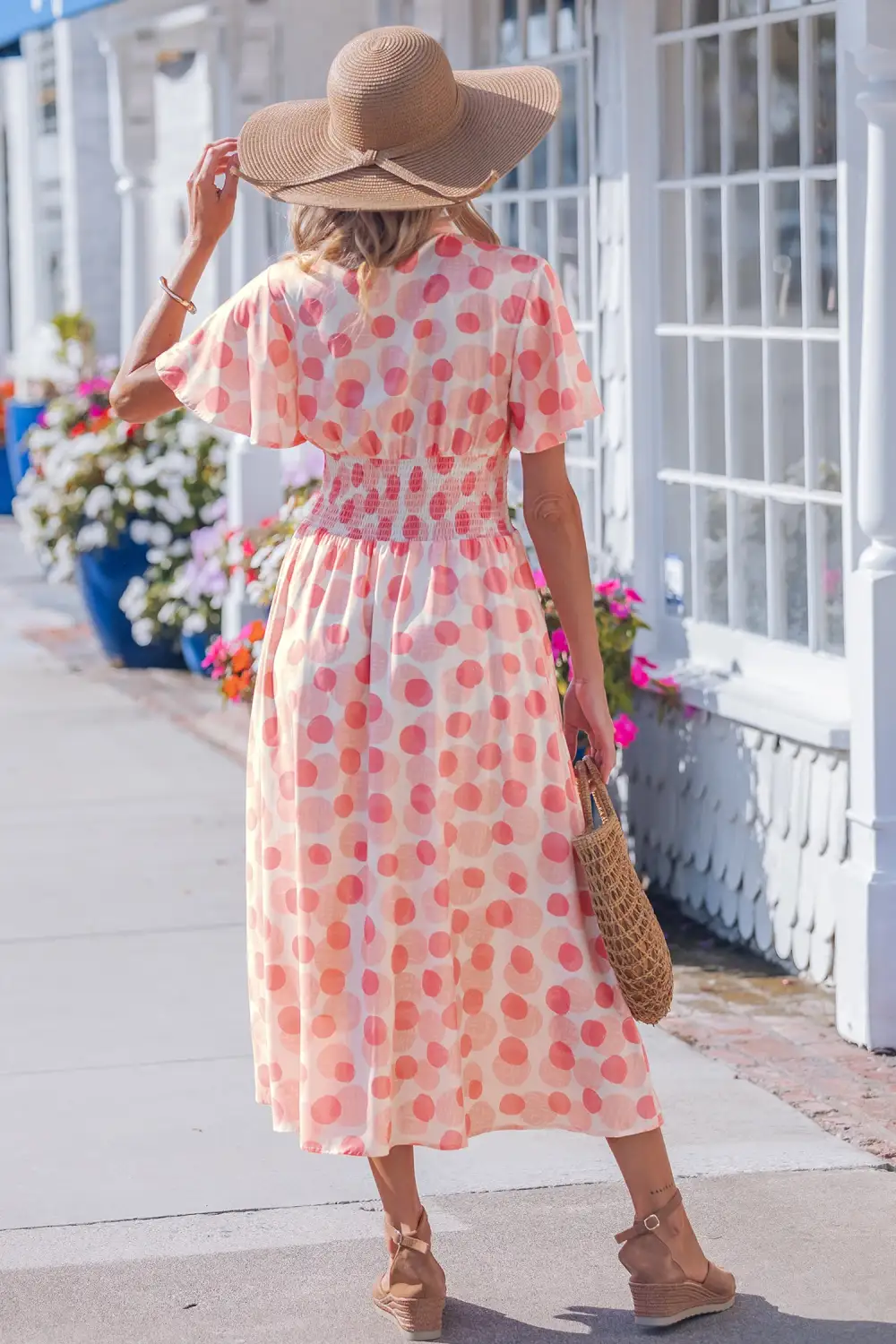 Polka Dot Printed Zip Front Dress Casual