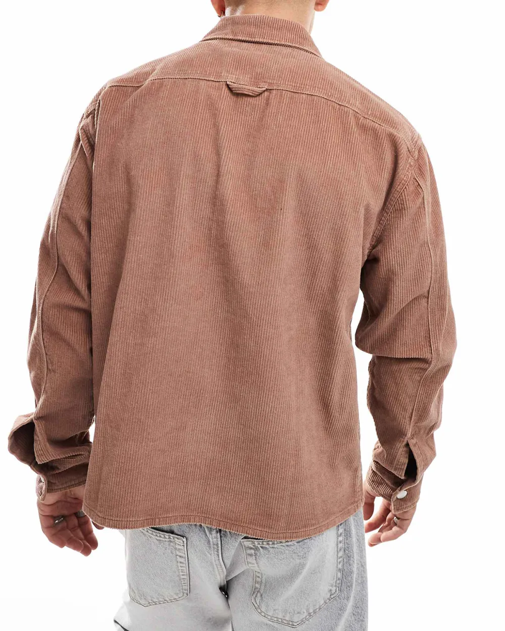 Cord Shirt Jacket In Rust