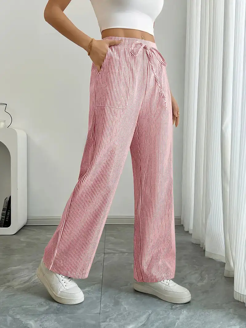 Classic Wide Leg Striped Trousers