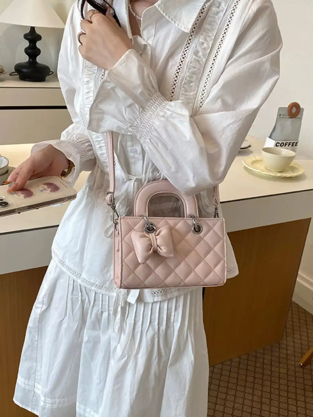 Women's Quilted Bow Crossbody Bag