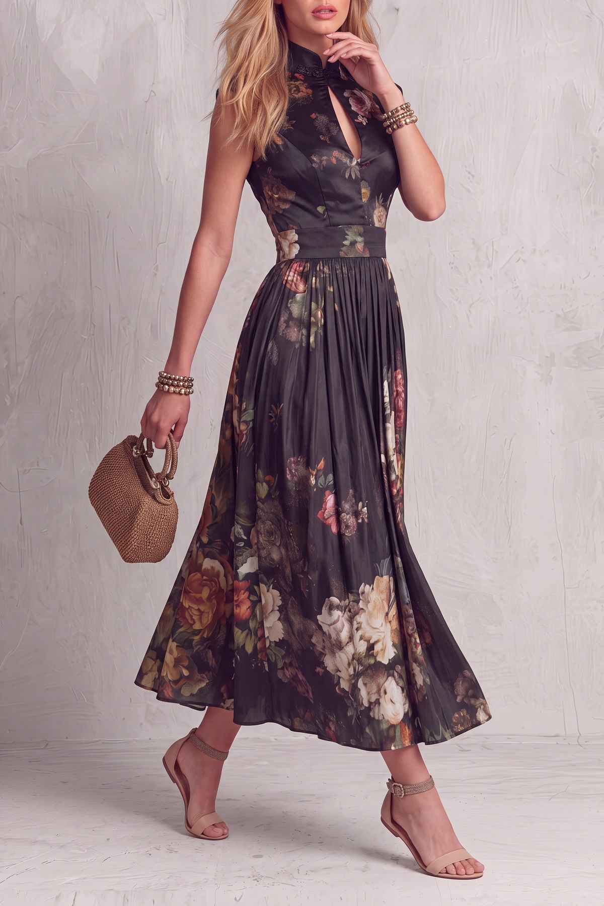 Sleeveless Floral Midi Dress