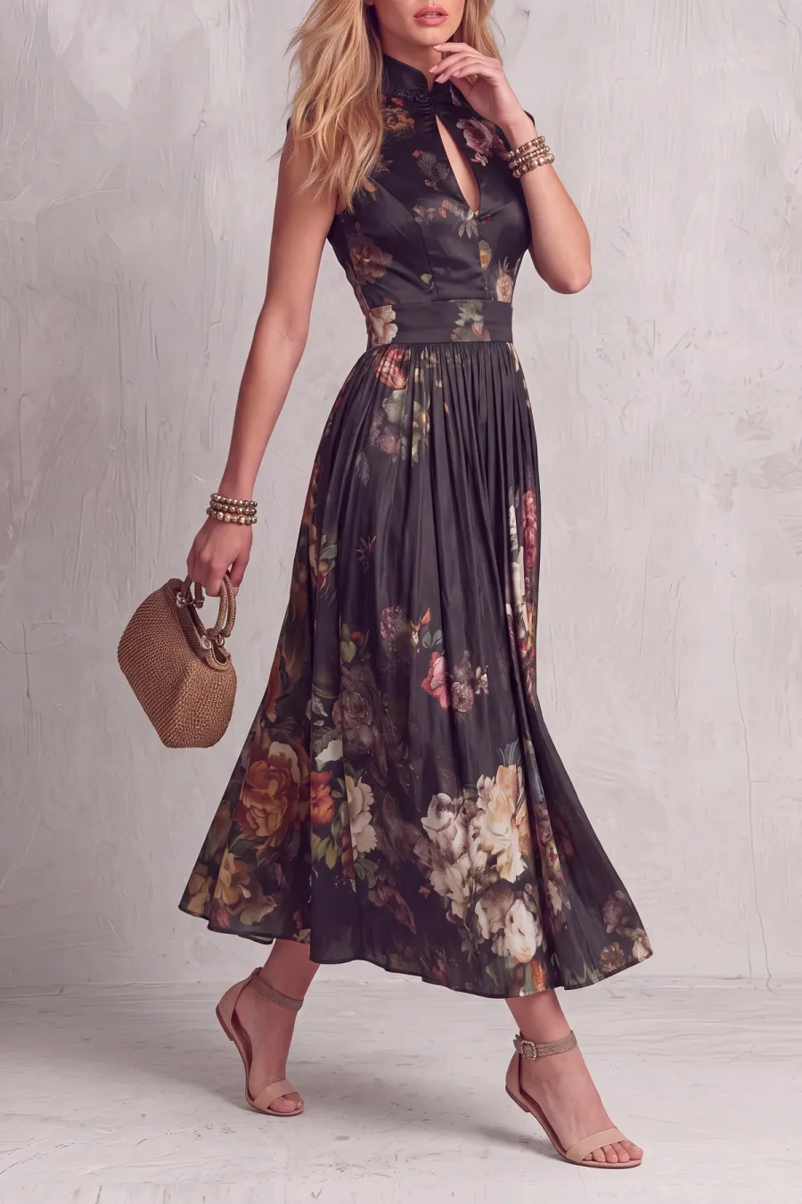 Sleeveless Floral Midi Dress