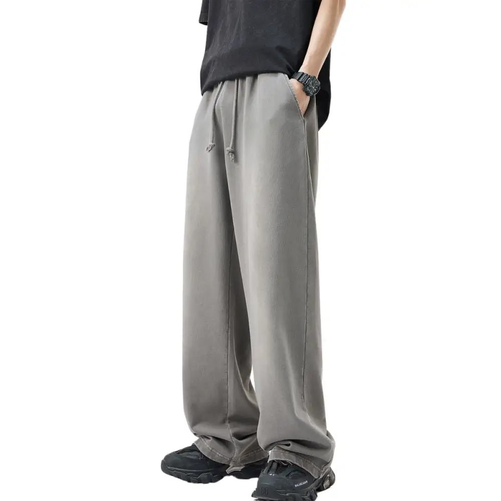 Faded Loose Fit Drawstring Waist Men's Casual Pants