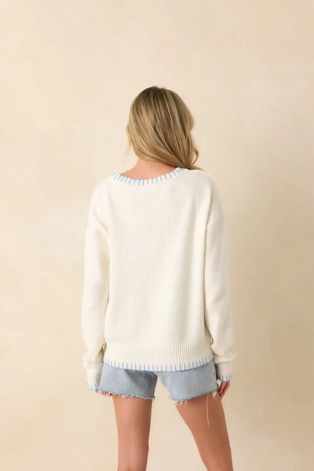 White Shell Island Graphic Crew Neck Sweater