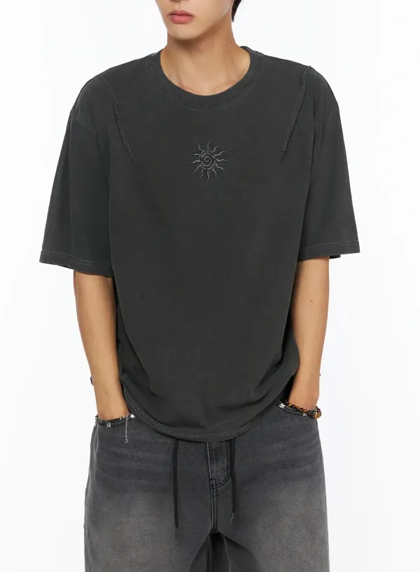 Men's Sun Embroidery T-Shirt