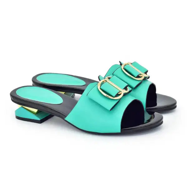 Round Toe Slingback Slip On Block Heel Slides