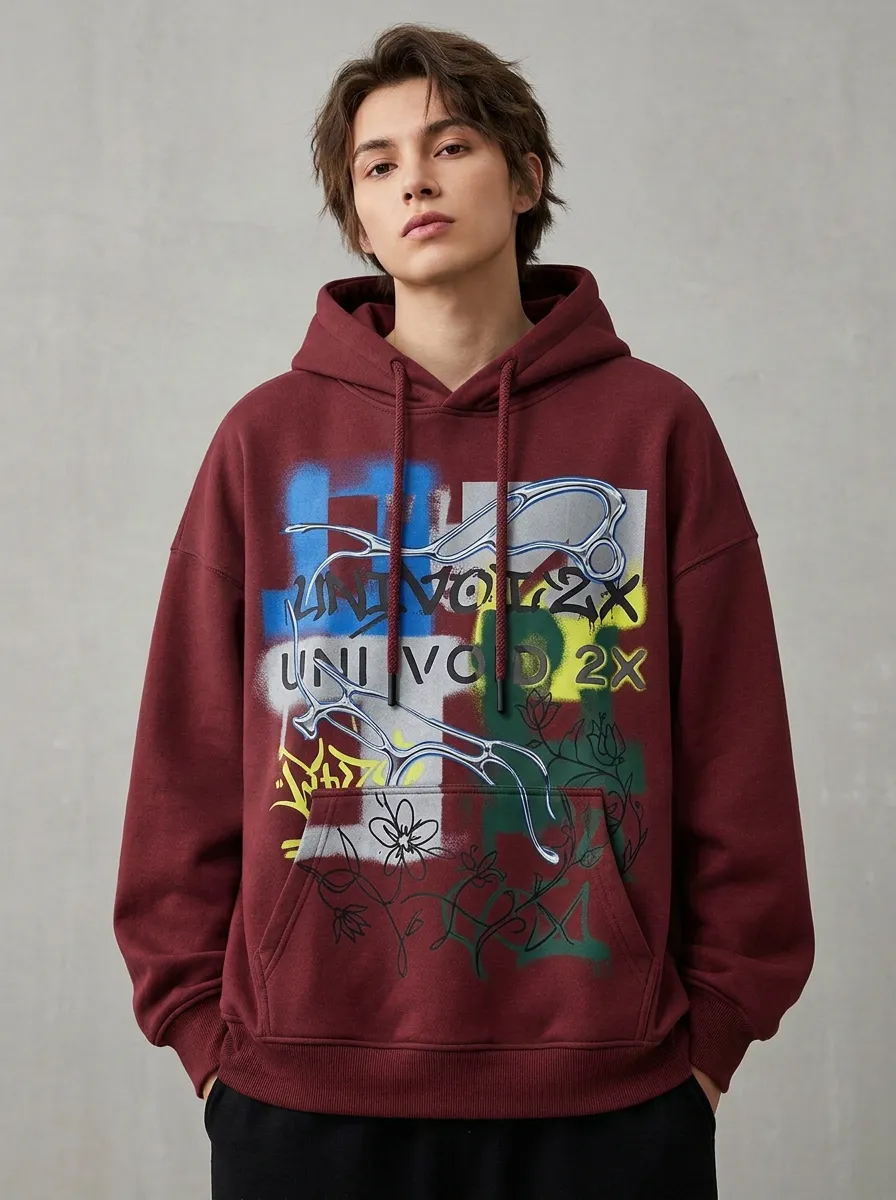 Unisex Streetwear Graffiti Floral Abstract Hoodie