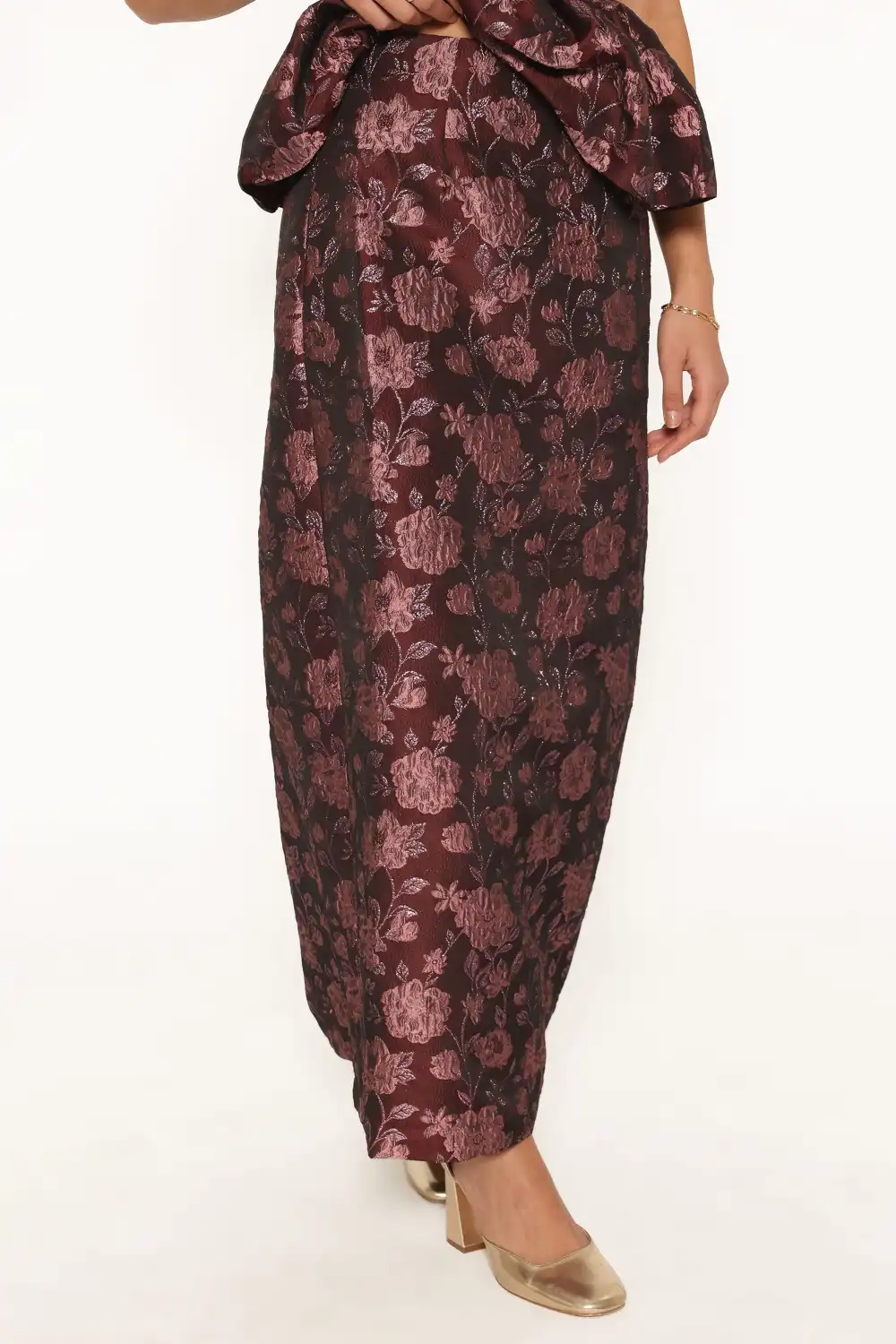 Floral High Rise Column Skirt