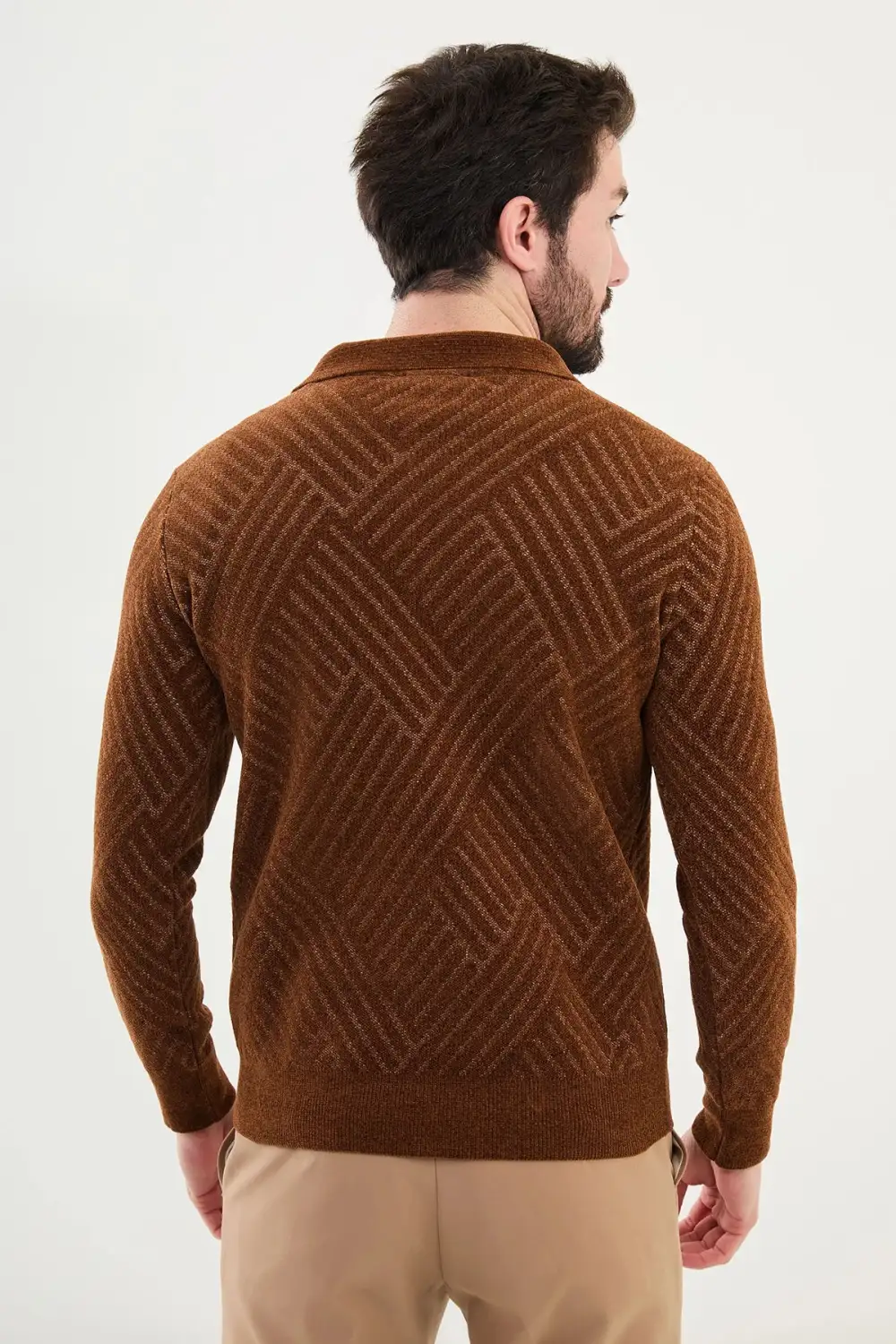 Modern Long Sleeve Slim Fit Zip Detail Knit Sweater