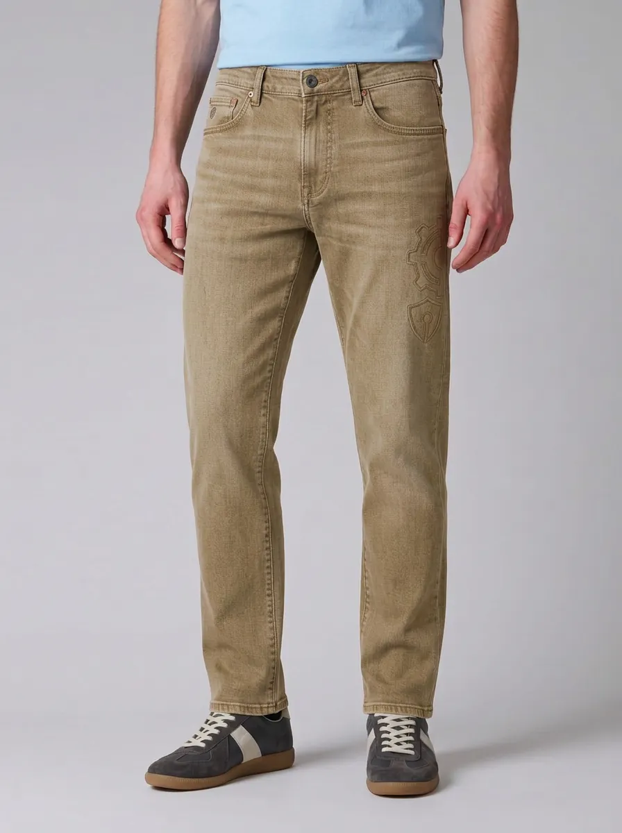 Men's Grey Gear Shield Graphic Stretch Jeans