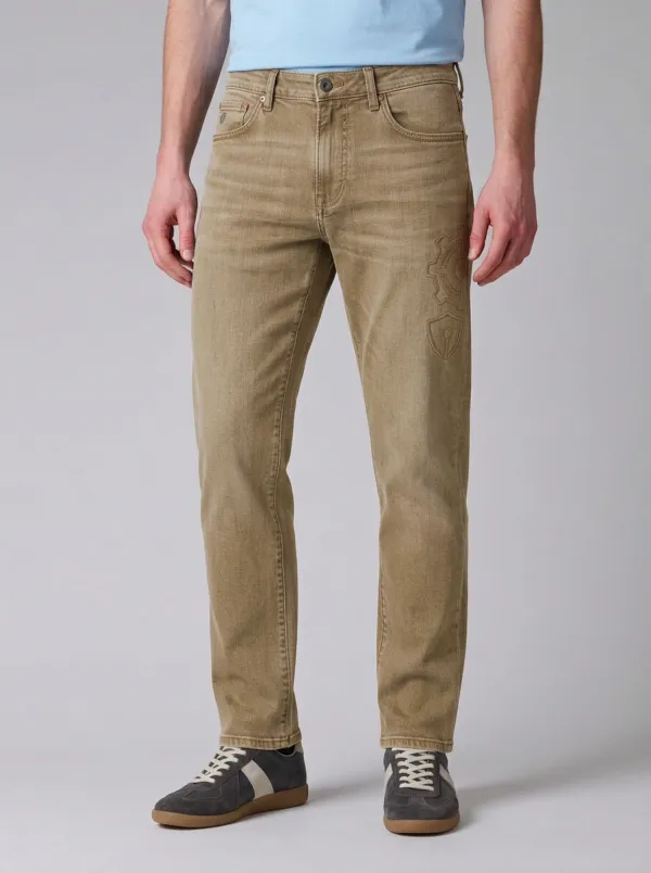 Men's Grey Gear Shield Graphic Stretch Jeans
