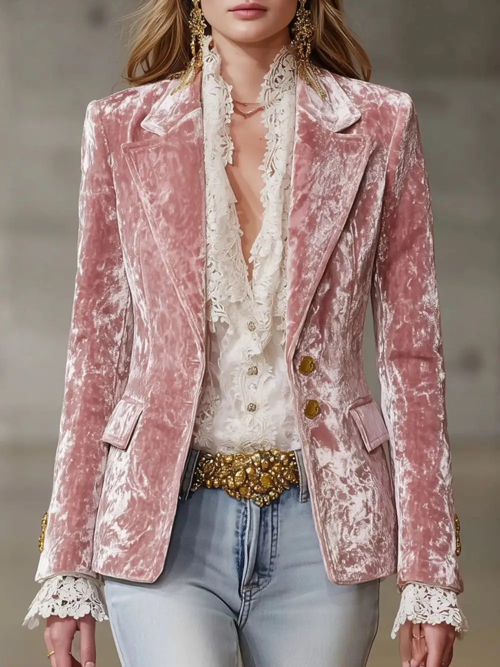 Single-Breasted Velvet Blazer