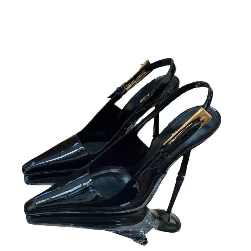 Glossy Finish Pointed Toe Stiletto Sandals