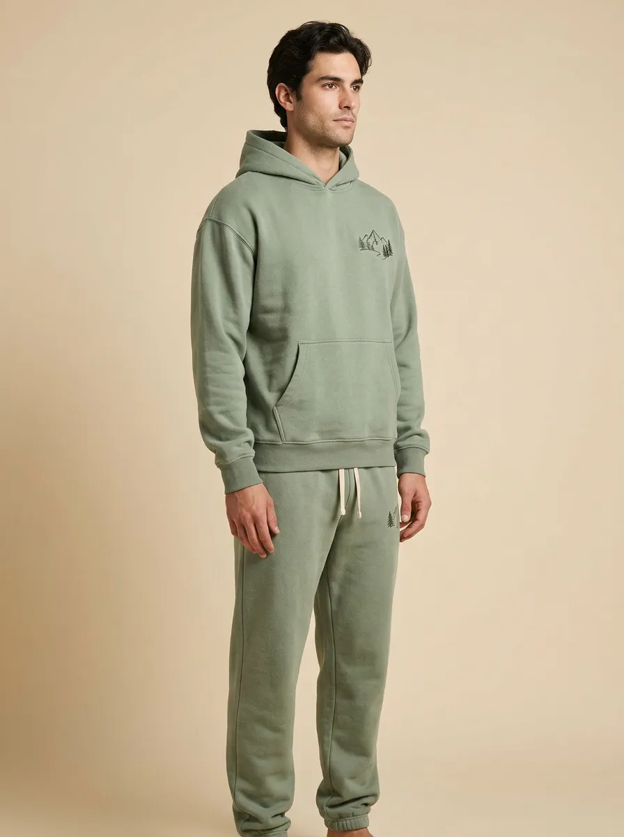 Men's Mountain Forest Graphic Pullover Hoodie Jogger Set