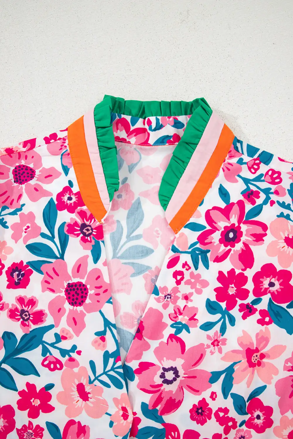 Everyday Striped Floral Short Sleeve Blouse
