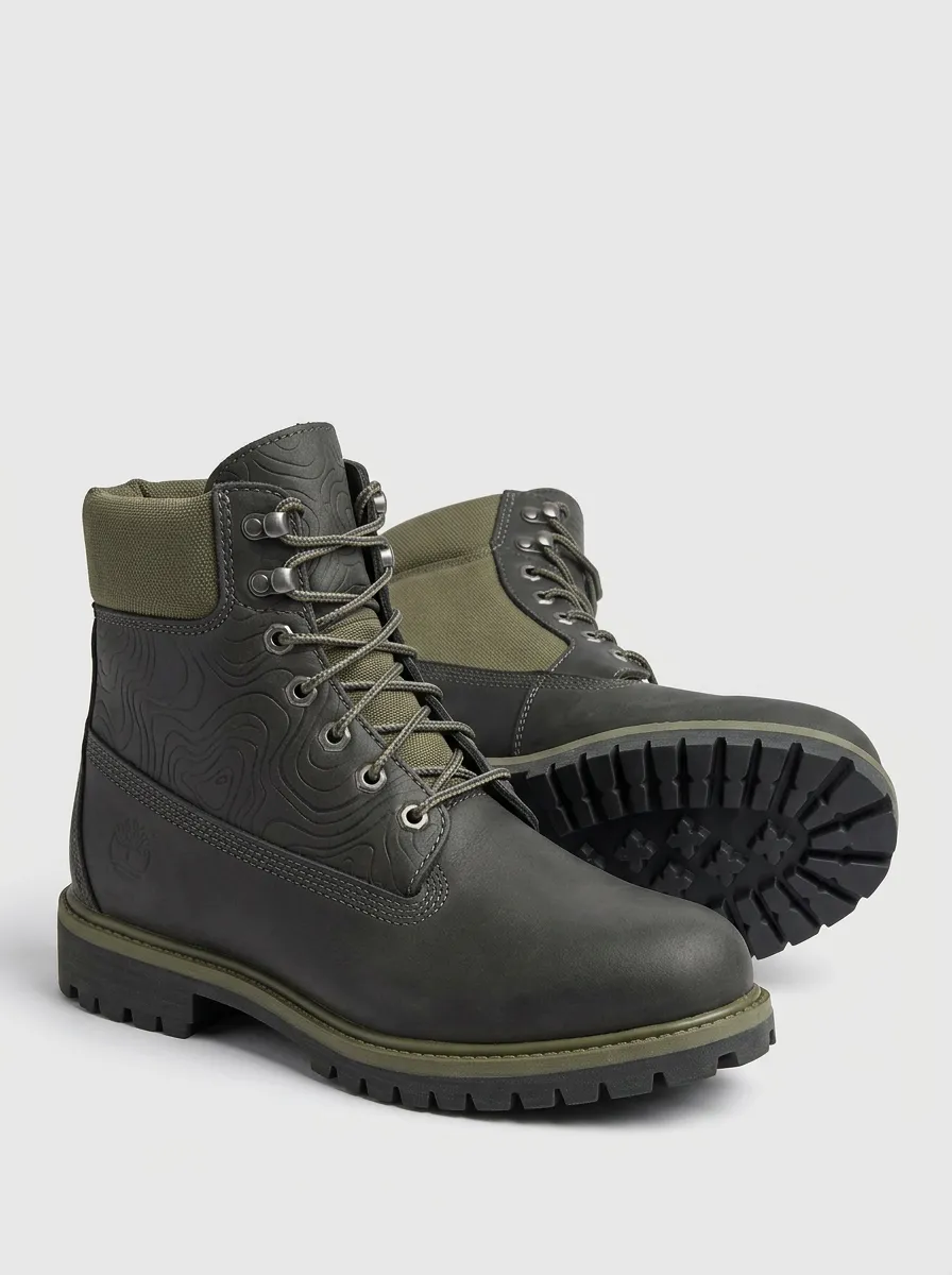Unisex Contemporary Outdoor Hiking Topographic Map Print Work Boots