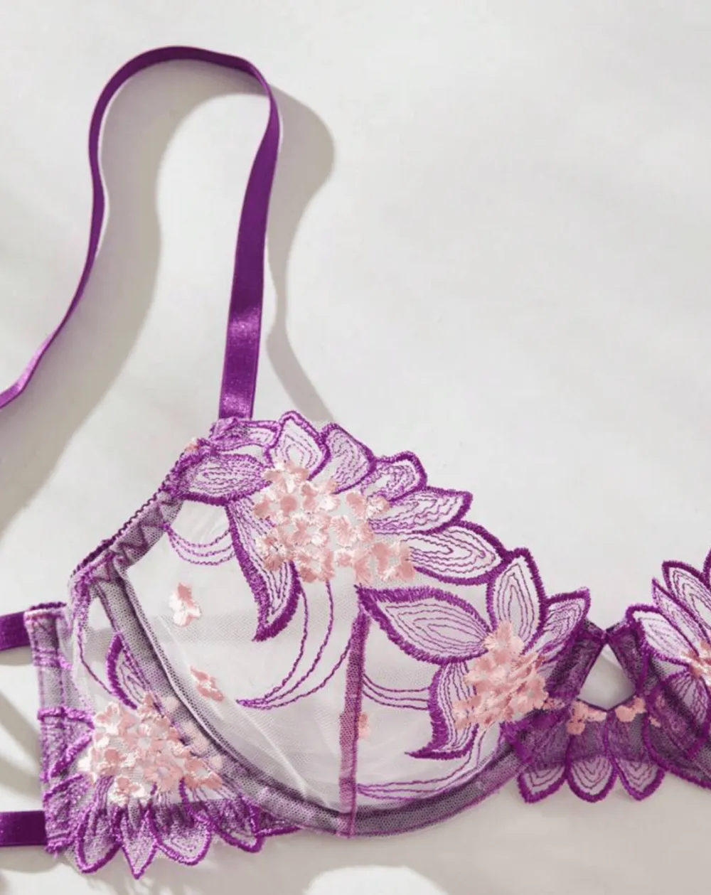 Embroidered Floral Lingerie Set