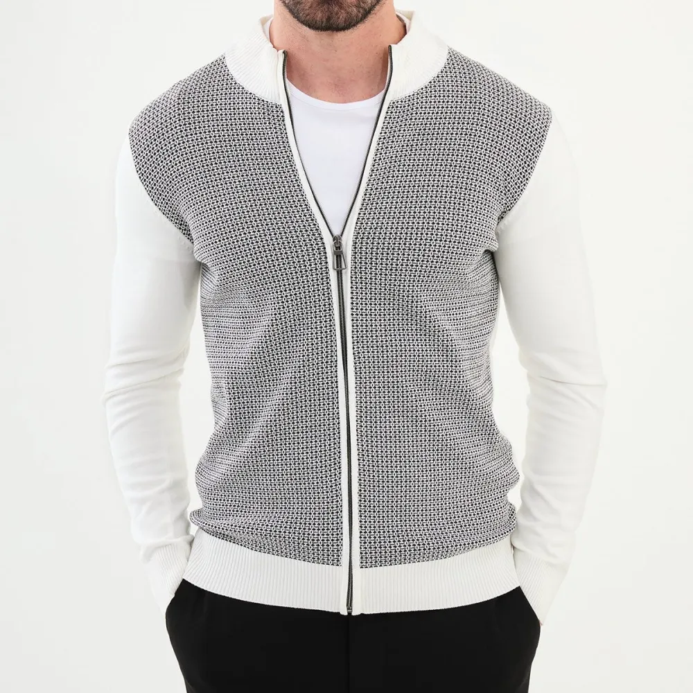 Everyday Long Sleeve Slim Fit Zip Detail Knit Sweater