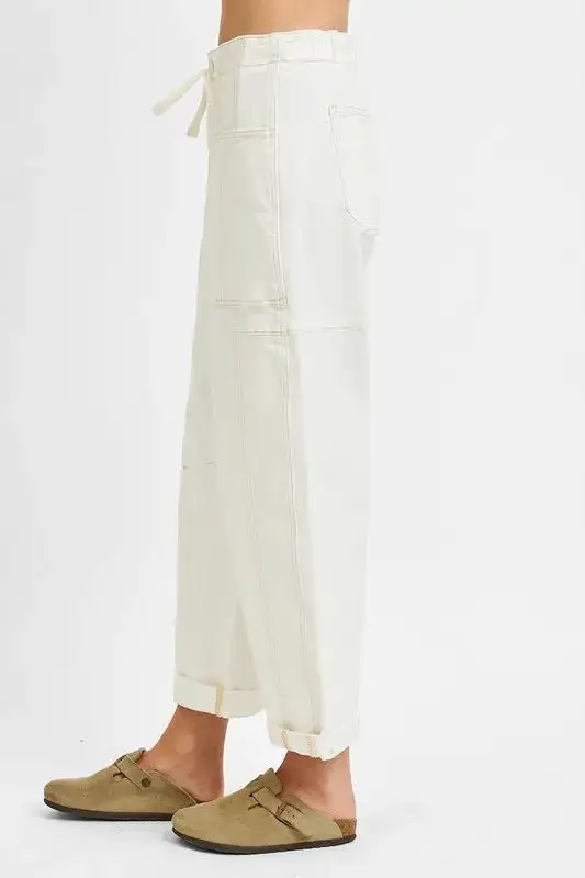 Classic High Waist Wide Leg Pocketed Denim Jeans