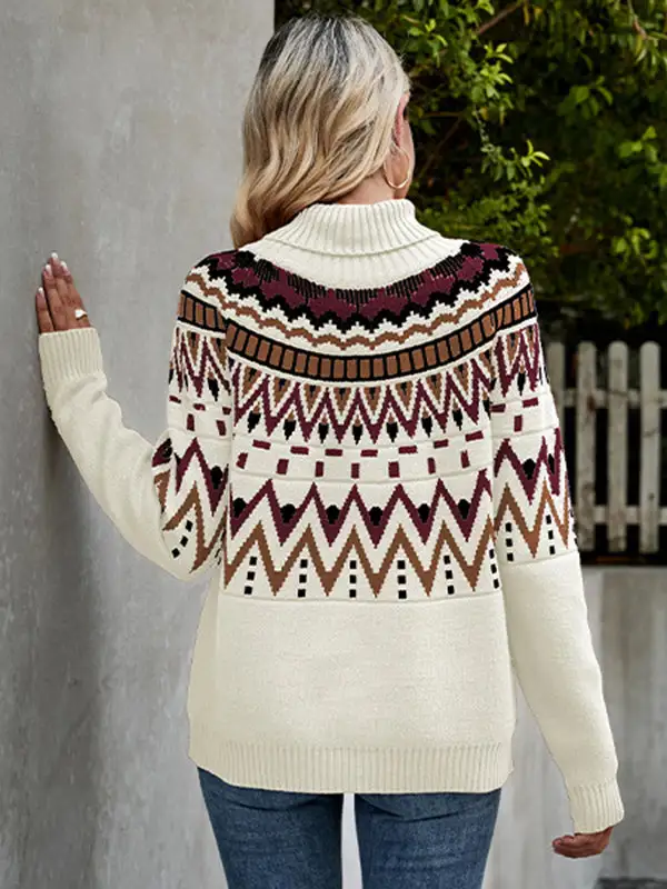 Classic Women's Colorblock High-Neck Relaxed Sweater