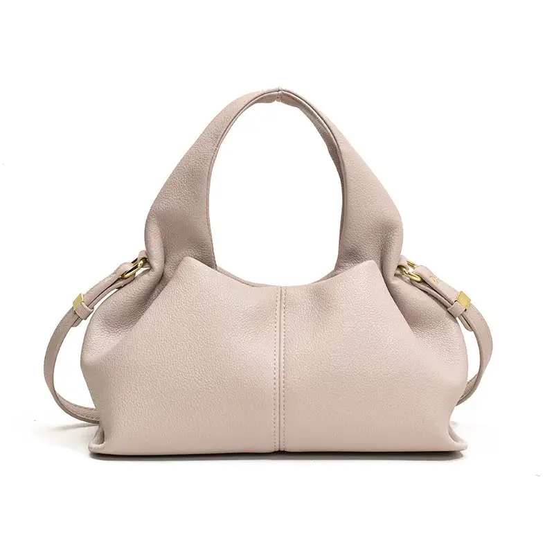 Faux Leather Pleated Dumpling Bag