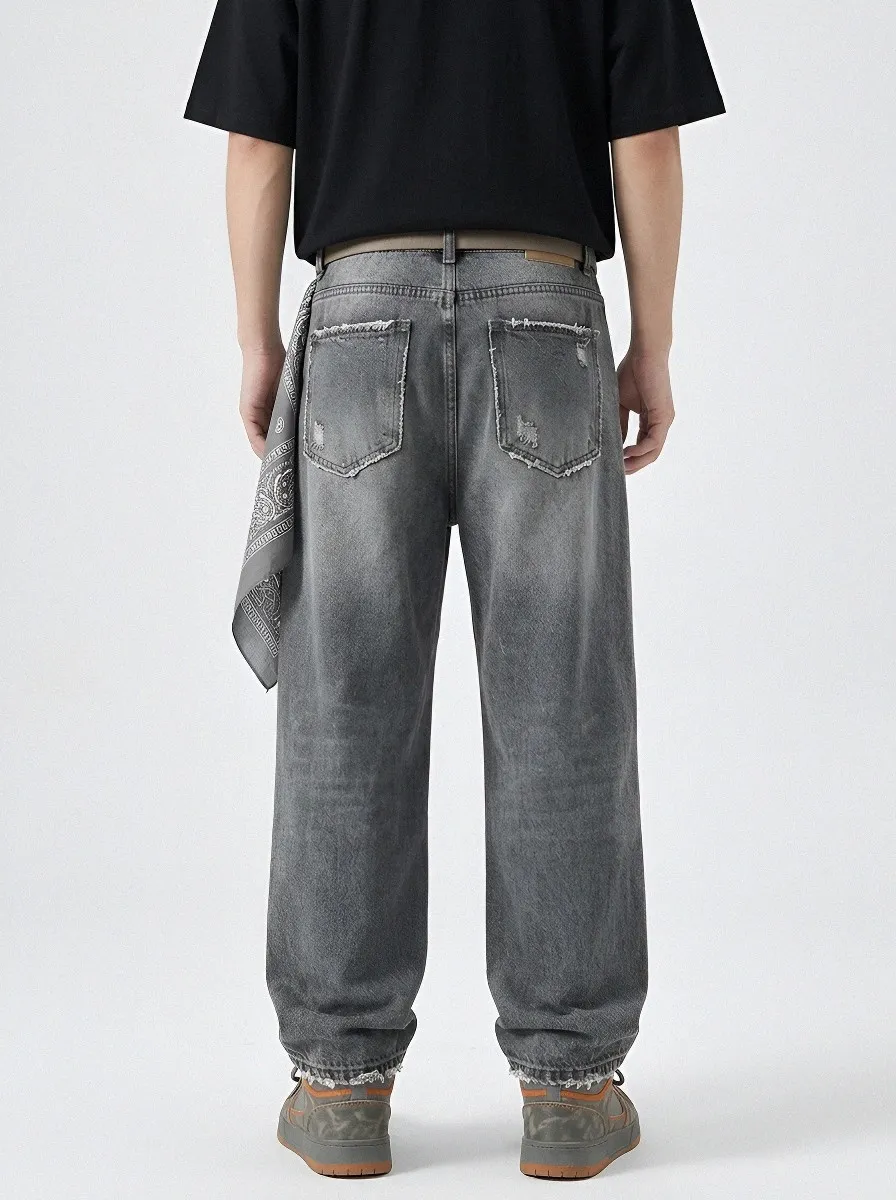 Unisex Modern Streetwear Graffiti Star Baggy Jeans