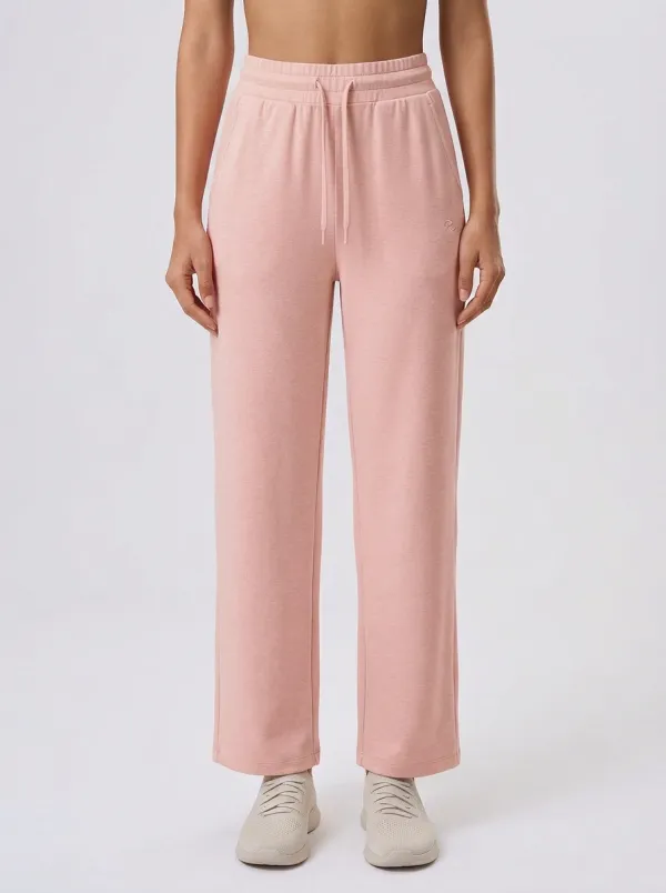 Women's Casual Minimalist Solid Beige Drawstring Wide Leg Sweatpants