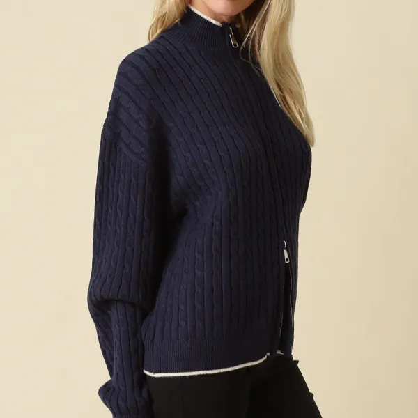 Cable Zip Cardigan