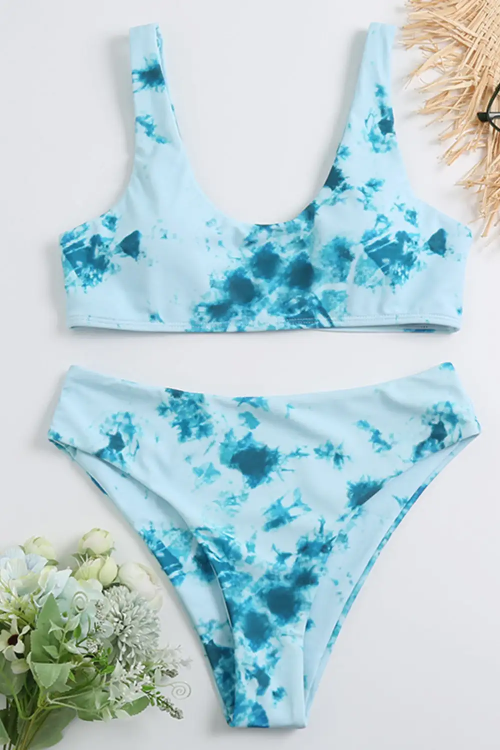 Swimwear Tie Dyed Print Bikinis Swimsuit Two Piece Swimwear