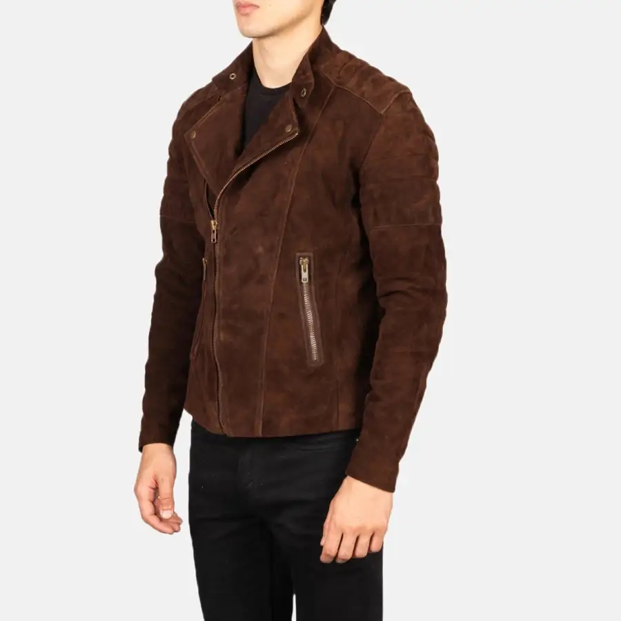 Men's Utility Biker Suede Jacket