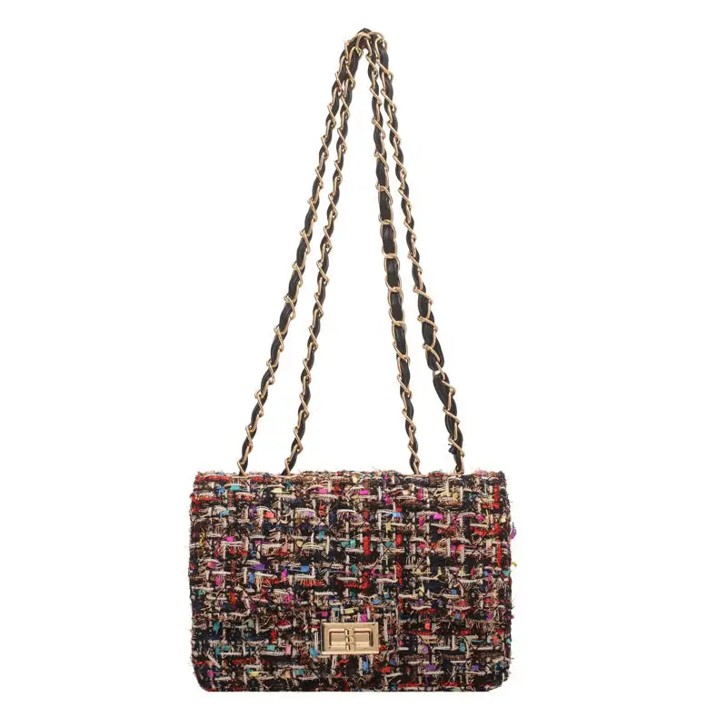 Structured Faux Leather Chain Strap Crossbody Bag