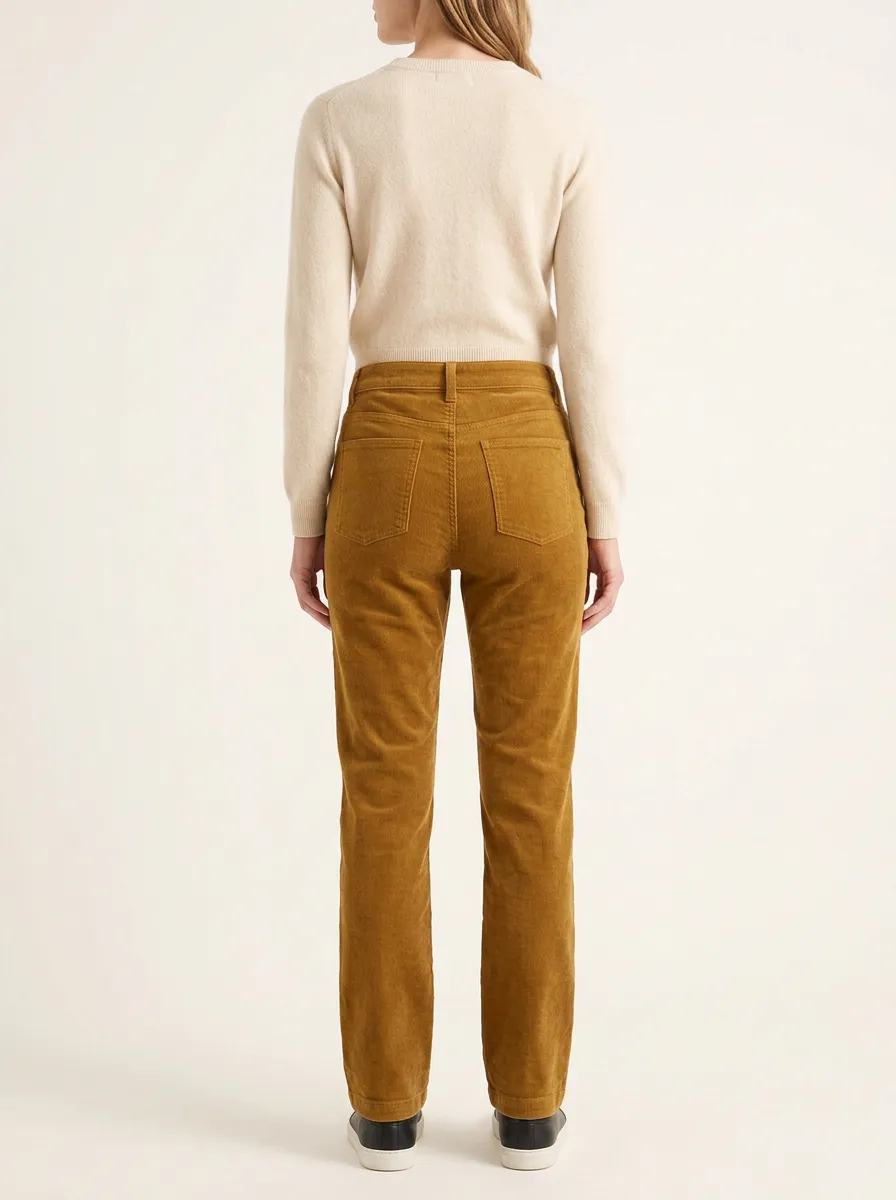 Women's Structured Sunburst Patch-Pocket Corduroy Pants