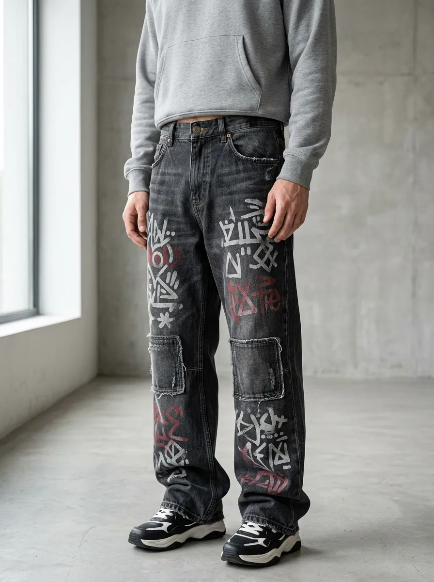 Unisex Streetwear Graffiti Jeans