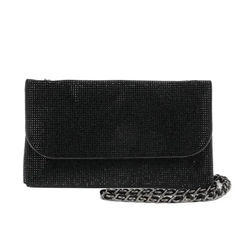 Everyday Leather Rhinestone Chain Strap Clutch Bag