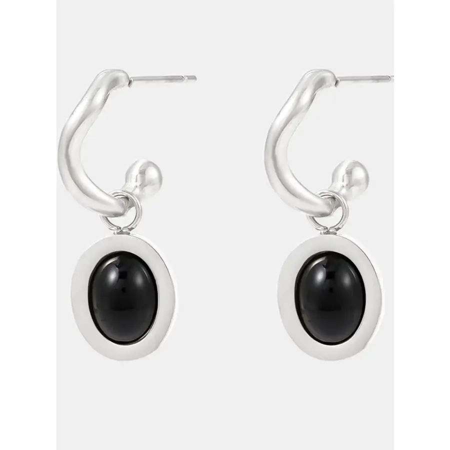 Stainless Steel Oval Drop Earrings