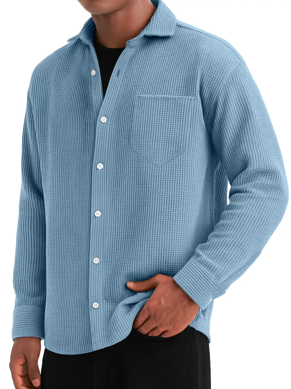 Comfort Fit Textured Knit Pocket Shirt