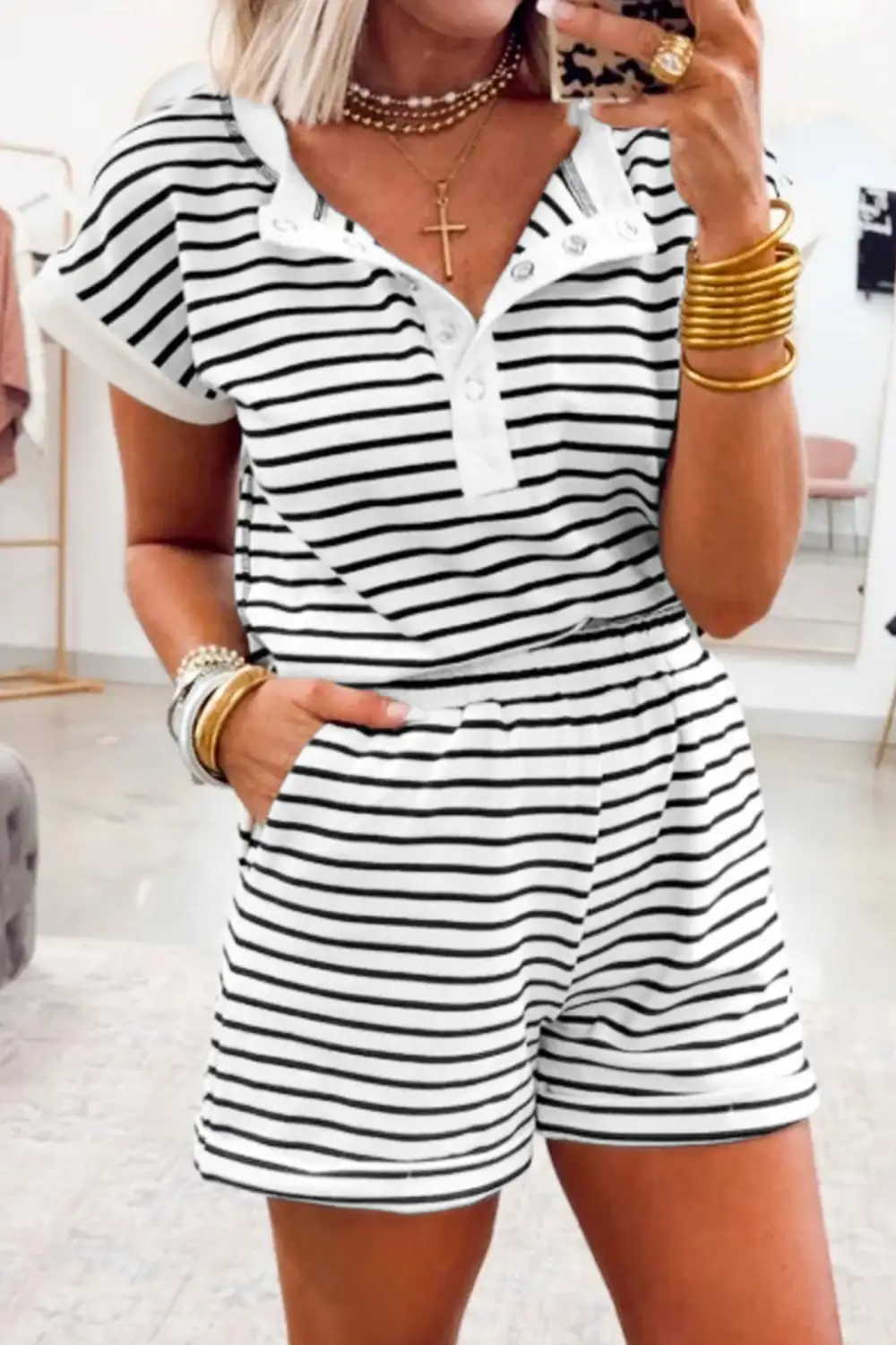 Stripe Shorts Relaxed Shorts Lounge Set Touch